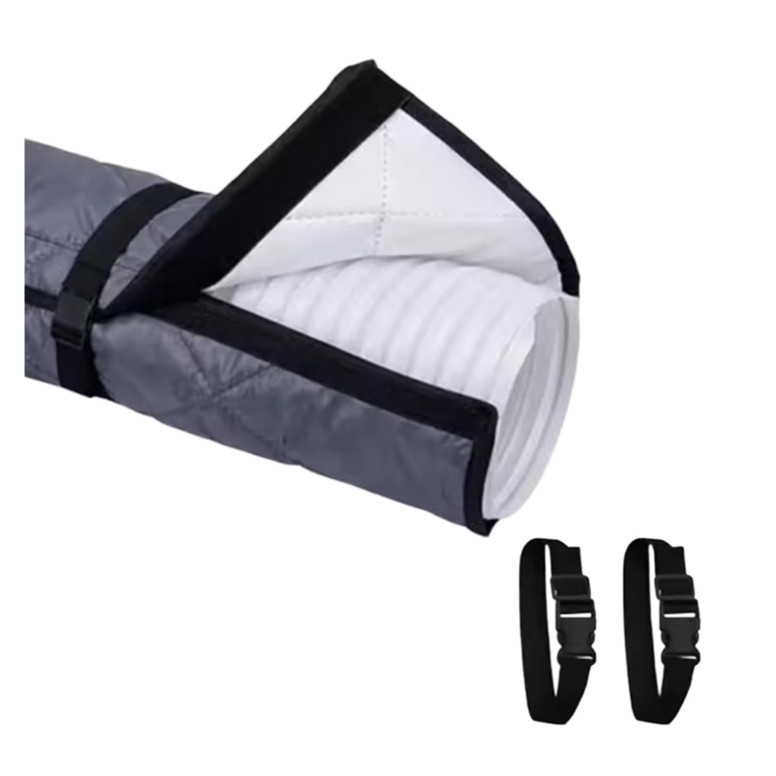 Shiketong Grey Strap Air Conditioner Exhaust Protective Cover Adjustable Straps Hose Insulation Waterproof Dustproof Shield With 2 Buckle Straps(Grey Strap)