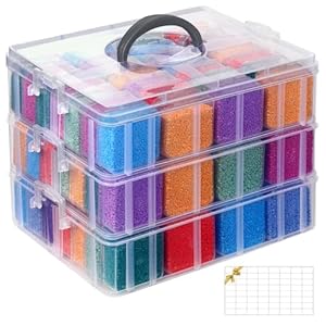 Douorgan Bead Organizer Box, 84 Pcs Small Bead Organizers, 3-Tier Bead Storage Containers Portable Bead Organizer and Storage Box Stackable Plastic Cases for Bracelet Making DIY Jewelry Nail Charms