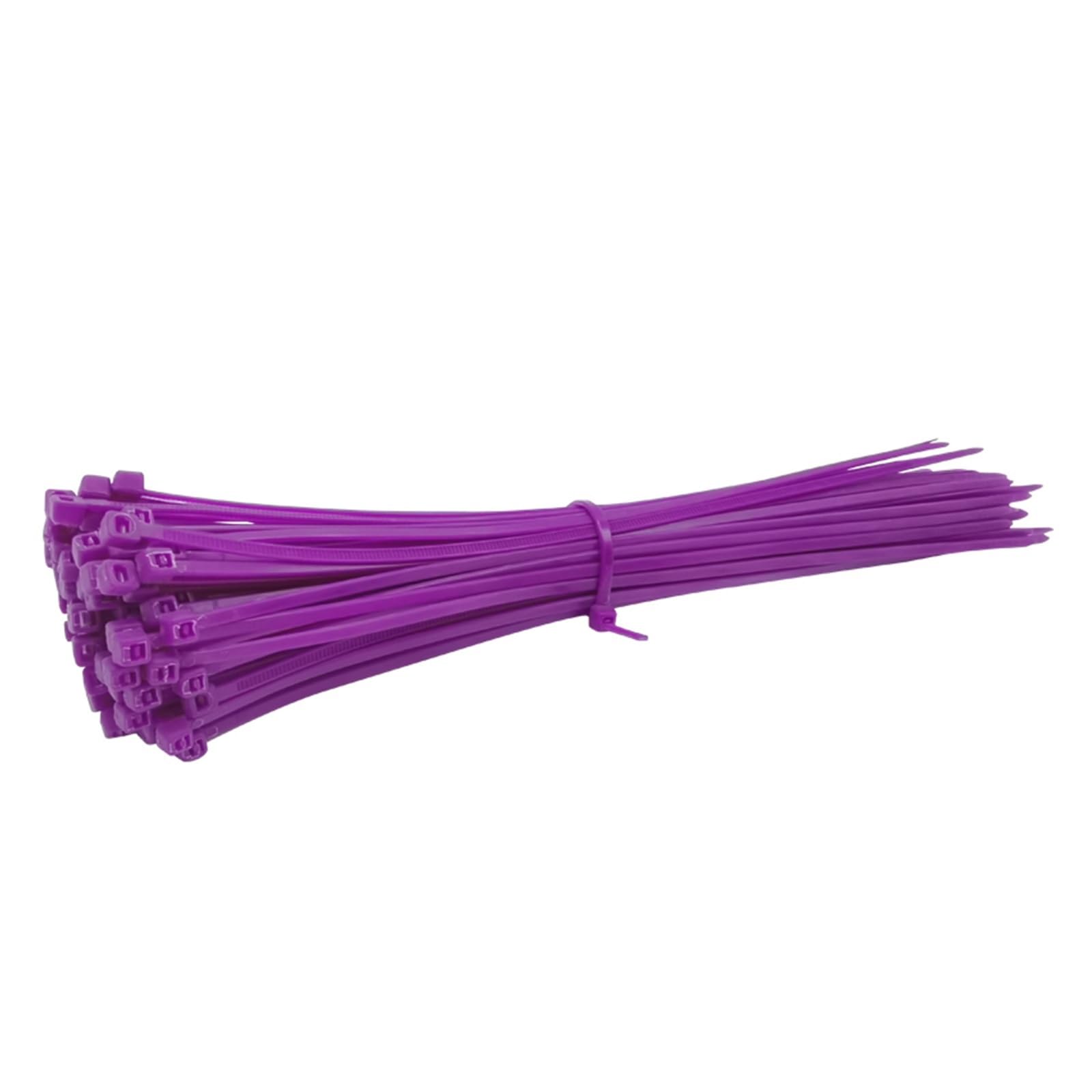 Udpoiuyt Purple Nylon Cable Ties, Self-Locking Nylon Cable Ties Multicolor 3X200mm 100 Pcs(Purple)