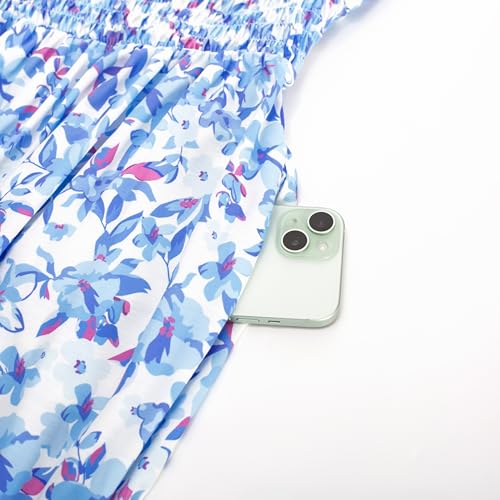 GRACE KARIN Womens 2025 Summer Maxi Dress Sleeveless Floral Spaghetti Strap Smocked Boho Beach Long Dress with Pockets - Image 5