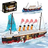 2 in 1 Titanic Building Set, Titanic Big Ship Model Building Kit with Lights Bricks and Glacier, Compatible with Lego for Adults Men, 1928 Pieces STEM Construction Toy for Teens 14+
