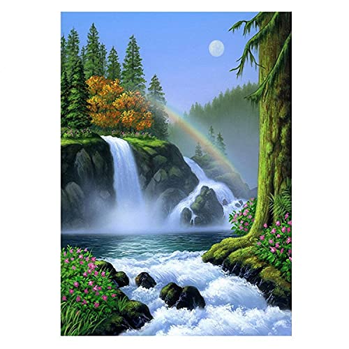 Peinture diamant 5D arc-en-ciel grand format 50x140 cm en strass complet
