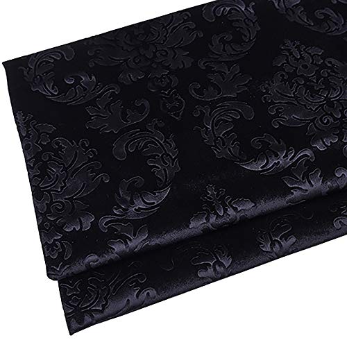 NIANTONG Tela De Terciopelo Suave Espesar para Coser De Chaquetas Decoración Decoración del Hogar Cortinas Tapicería Vestido Sillas 145 Cm De Ancho Vendido por Metro(Color:Negro)
