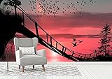 Fototapete Sportwand Brücke aus Holz | Fototapete für Wände | Wandbild...