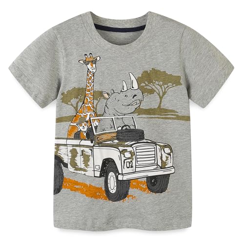 Boys T-Shirts Kids Short Sleeve Shirts Toddler Summer Animal Dinosaur Striped Monster Truck Tops Tee Shirts.