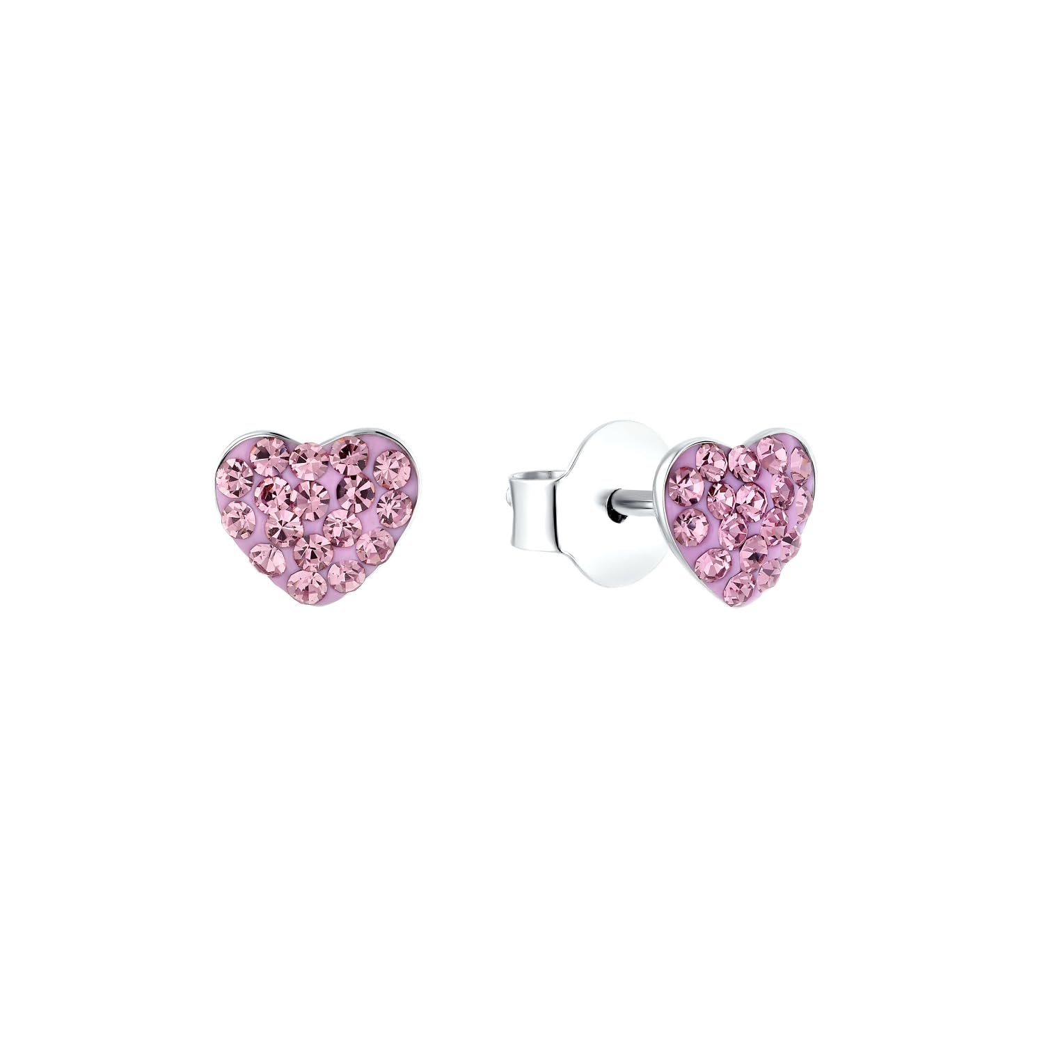 Princess Lillifee stud earrings 925 Sterling silver girls' children's earrings, with Preciosa, 0.6 cm, silver, heart, comes in jewelry gift box 2036979