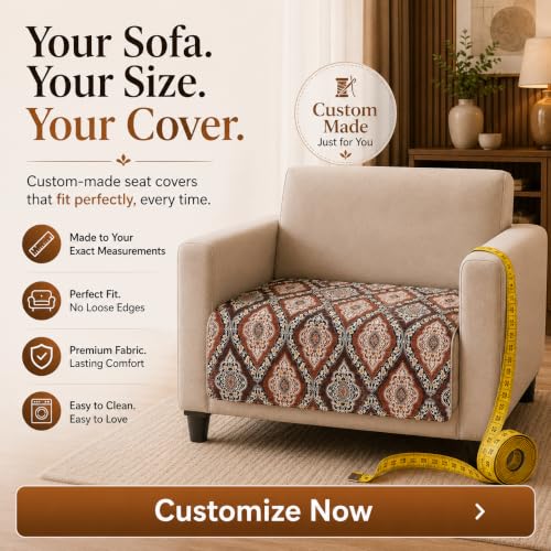 Image of Nendle Quilted Customisable Digital Printed Sofa Mat Cover with Fixed Seat Depth of 36 Inches | Premium Velvet Fabric Furniture Protector for Custom Fit