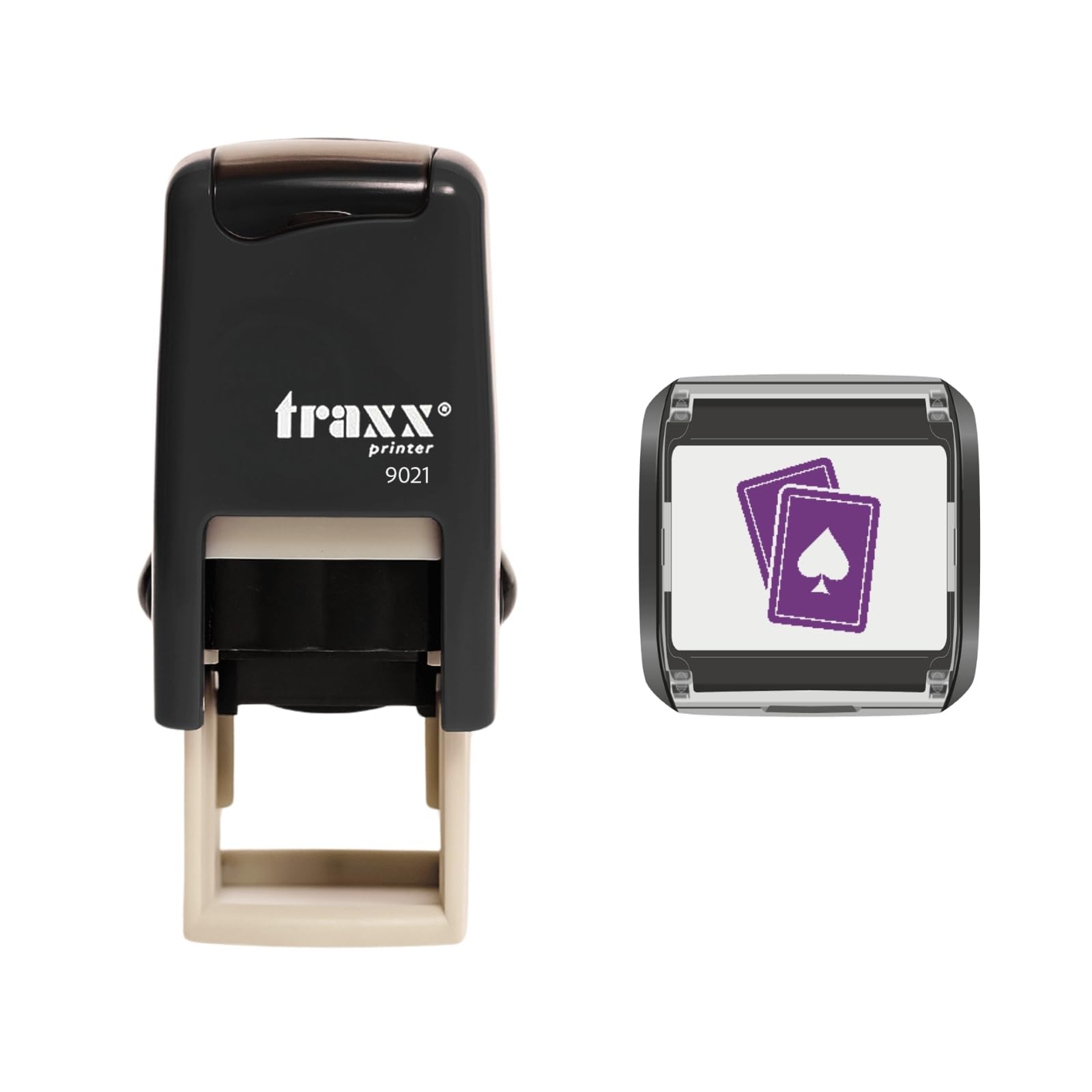 Traxx 9021 Loyalty Card Self Inking Rubber Stamp Casino *A Violet Deck of Playing Cards*