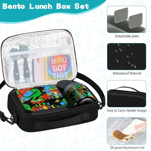 Image of wiwens Bento Lunch Box for Kids with 12oz Soup Thermo Leak-Proof Lunch Food Container with 5 Compartment Thermo Hot Food Jar and Insulated Lunch Bag for Kid Toddler Girls Boys to School
