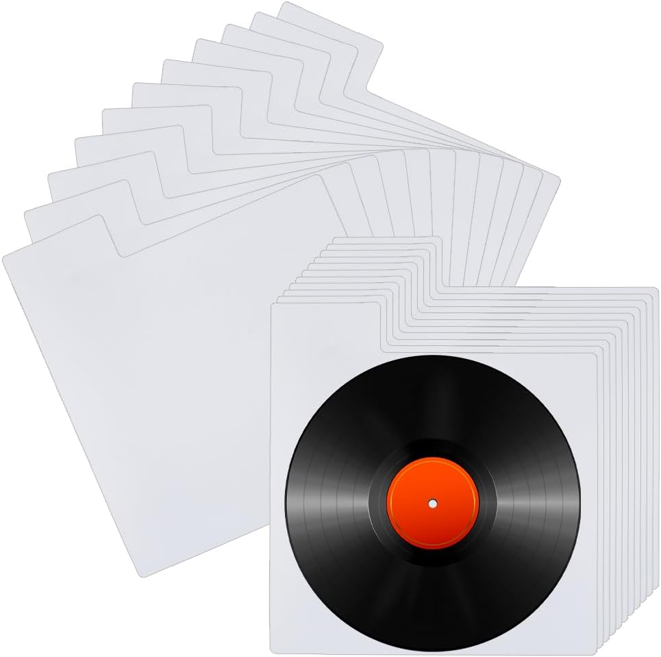 BENECREAT 36 Pcs Vinyl Record Divider, 12.6 x 13.78 Inches Plastic Album Record Dividers with Tags for Album Vinyl Record CD DVD Media Book Shelf Storage Organization, White
