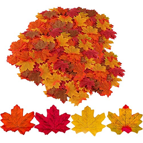 Gibot 400 Pezzi Autunno Foglie, Fall Colored assortiti artificiale Foglia di Acero Artificiale Fiori artificiali per Halloween Festa Matrimoni Autunnali & Autunno Le Parti