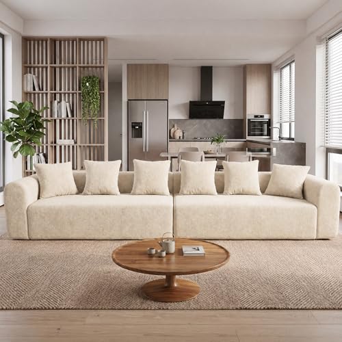 Image of Claiks 142 inch Cloud Boneless Couch, Modular Sectional, Beige