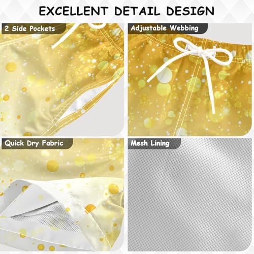 Pigsaly Boys Swim Trunks Bright Yellow Cream Gradient Flashing Gold Glitter Boys Board Shorts Swimsuit Swimwear 5T3