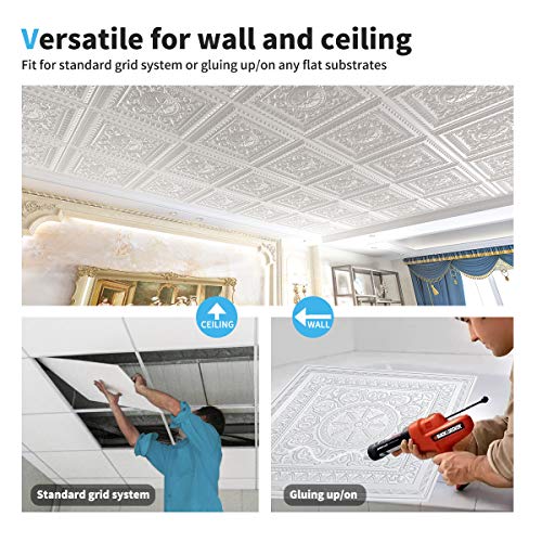 Image of Art3d Drop Ceiling Tiles, Glue up Ceiling Tiles, 2'x2' Plastic Sheet in White (12-Pack, 48 Sq.ft)