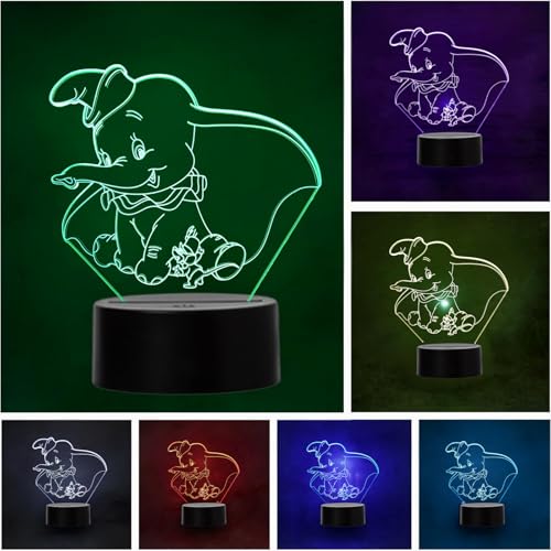 Wolostore LED-Nachtlicht für Kinder, Dumbo, Farbwechsel, USB, Nachtlicht und Dekoration, Hilfe bei Nachtschlaf, Geschenk