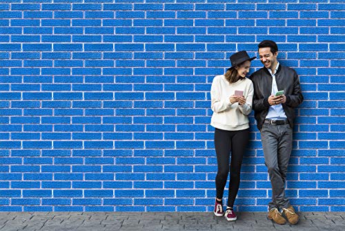 Image of DWELLSINDIA Blue Rough Bricks Self Adhesive Wallpaper, Waterproof, Scratch Resistant, Laminated (41 X 244 CM, Multicolour)