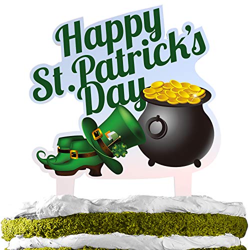 Happy St. Patrick's Day Cake Topper Pot of Gold Leprechaun Green Top Hat