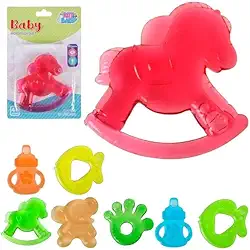 Kit 3 Mordedores com Água Gelada para Bebê, Alívio da Dentição, Cores Sortidas