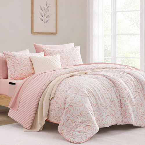 Image of Monbix Full Size Comforter Sets - 7 Pieces Floral Reversible Bed in a Bag