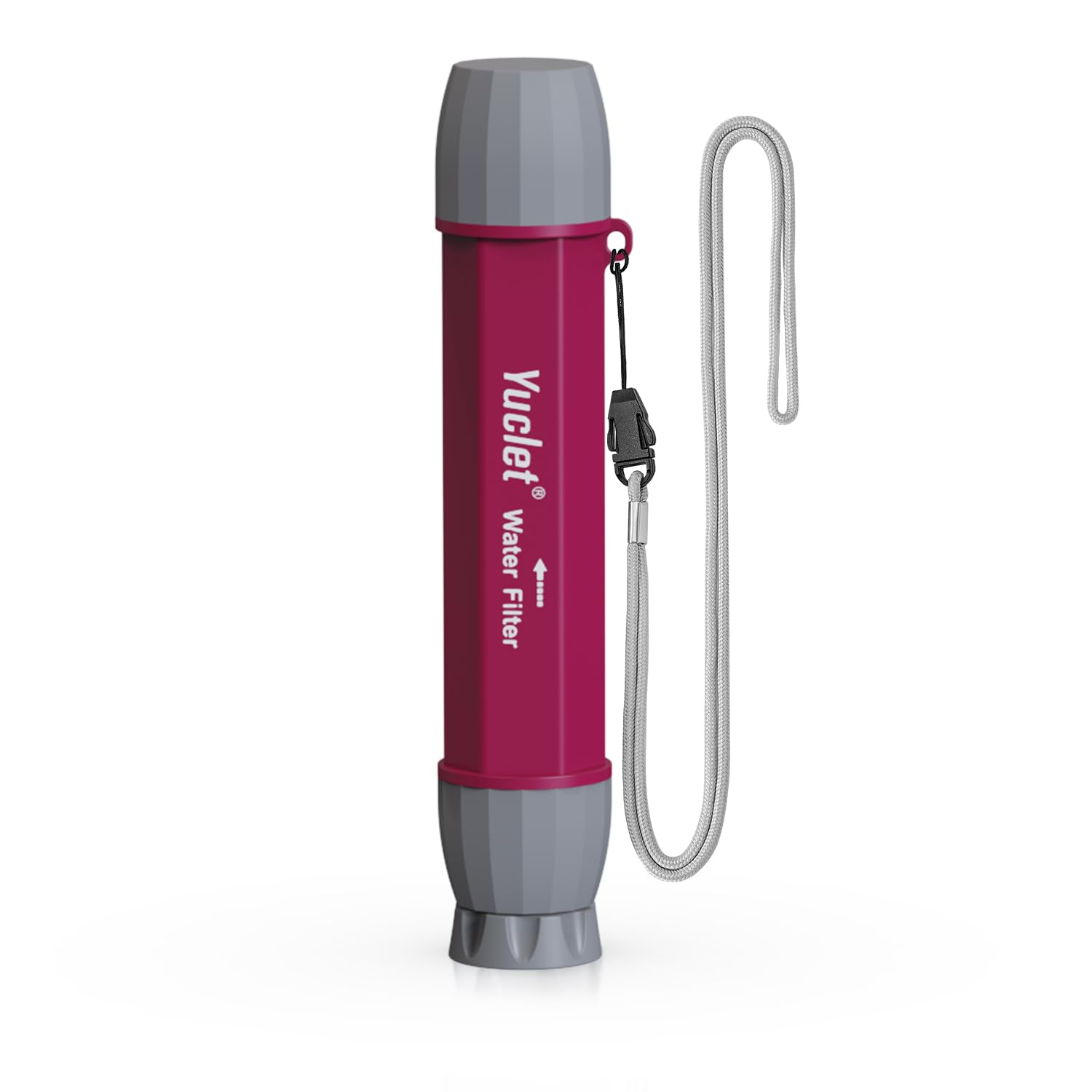 YWF01 Personal Filter Straw for Drinking Survival, Portable Water Purifier Filtration System Survival Gear and Supplies for Camping, Hiking, Travel, and Emergency Preparedness (Plum Red, Pack of 1)