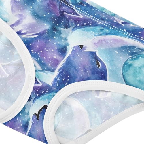 Joisal Cotton Toddler Underwear Floral Majestic Wolf Moon Starry Night Girl Panties Cute Print Briefs Kids Undies 2t4