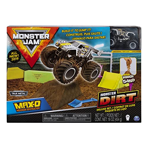 Monster Jam, Max D Monster Dirt Deluxe Set, Featuring 16oz of Monster Dirt and Official 1:64 Scale Die-Cast Monster Jam Truck