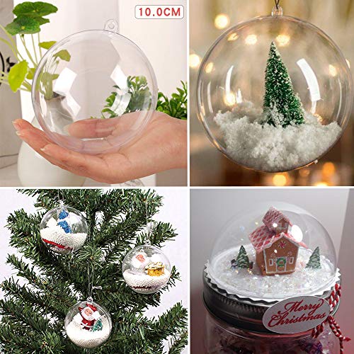 Guuozzli 15 Pack Clear Fillable Ornaments Ball Clear Plastic Fillable Ball Ornament,100mm Transparent Ball for New Years Present Holiday Wedding Party Home Decor - Thumbnail 4