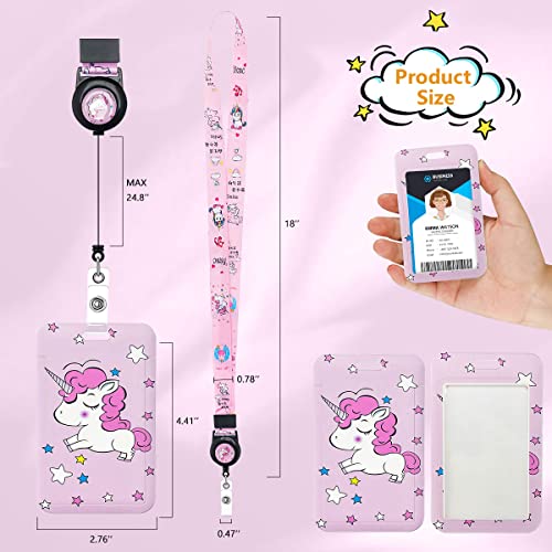 Cute Badge Lanyard With Cartoon Unicorn Id Card Holder Retractable Badge Reel Neck Lanyard For Student Teacher Nurse Office Staff Teens #TOP1