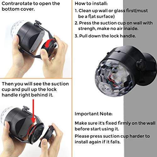 Sound Activated Party Lights with Remote Control, Battery Powered/USB Portable RBG Disco Ball Light, Dj Lighting, Strobe Lamp 7 Modes Stage Party Supplies for Home Room Dance Parties Birthday Karaoke