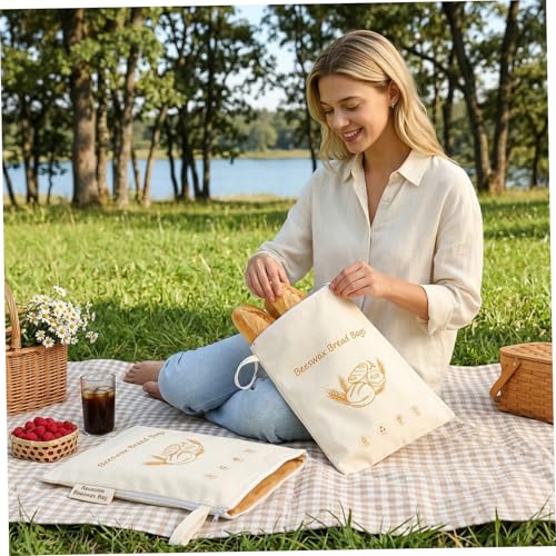 Bolsas de pan de cera de abejas ecológicas y reutilizables con cremallera pack de 2 unidades 5