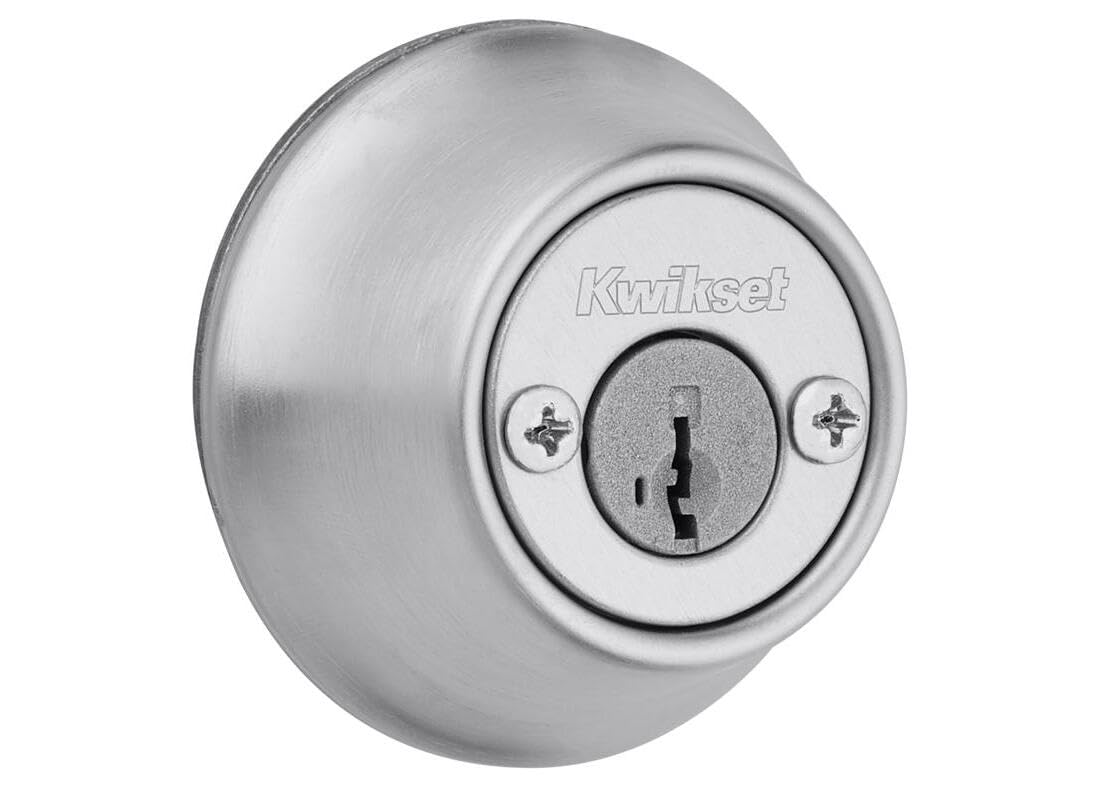 Kwikset SmartKey - Cerradura, Cerrojo de Seguridad, Pestillo Puerta, Doble Cilindro de Metal Cromado Satinado