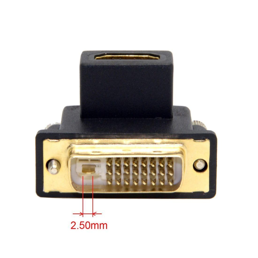 chenyang Confezione da 2 adattatori da HDMI a DVI, da DVI maschio a HDMI femmina, con angolo di 90 gradi, placcato oro, adattatore convertitore bidirezionale per TV, monitor, computer