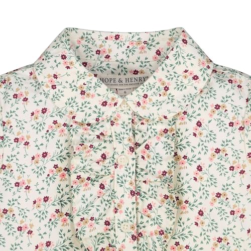 Hope & Henry Girls' Short Sleeve Ruffle Front Button Down Shirt with Puff Sleeves2