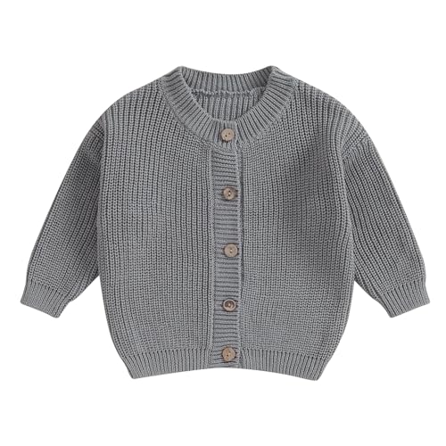Image of Newborn Baby Girl Boy Cute Long Sleeve Button Up Cardigan Toddler Knit Sweater Infant Fall Winter Clothes