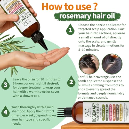 Image of Blend Of Pure Rosemary Oil For Hair Growth 16 Fl Oz With Castor, Batana Oil