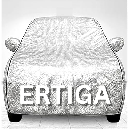 Image of 100% Waterproof Car Cover for ERTIGA UV Protection, Dustproof, Windproof | Custom Fit with Mirror Pockets, Belt & Buckle | All Weather Outdoor Body Cover (Silver)