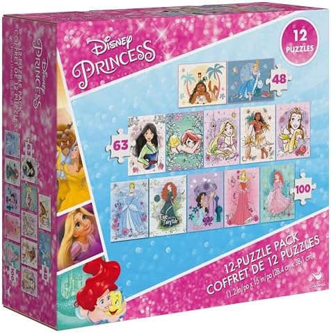 Disney Princess, 12-Puzzle Pack 48-Piece 63-Piece 100-Piece Jigsaw Puzzles for Kids Ariel Moana Cinderella Jasmine, for Preschoolers Ages 4 and up 4 51BmjwJryML. AC