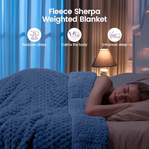 Image of Fleece Sherpa Weighted Blanket for Adults, Ultra Soft Fuzzy, 60 inchx80 inch 15lbs
