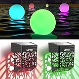 LOFTEK LED Dimmable Floating Pool Lights Ball, 16-inch Cordless Remote, 16 RGB Colors（1P）+Solar...