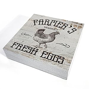 POPIPU ART Farmhouse Wooden Box Sign - 5 X 5 Inch - White, Brown - Farm Theme - Tabletop - Natural Finish POPIPU ART Farmhouse Wooden Box Sign 5 X 5 Inch White Brown Farm Theme Tabletop Natural Finish