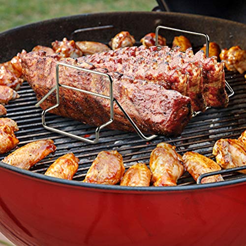Mydracas Bbq Rib Rack For Smoking And Grilling Roast Rack 100% Stainless Steel Roast And Dual-Purpose Turkey Rack For Large Big Green Egg And Kamado Joe Etc. #TOP6