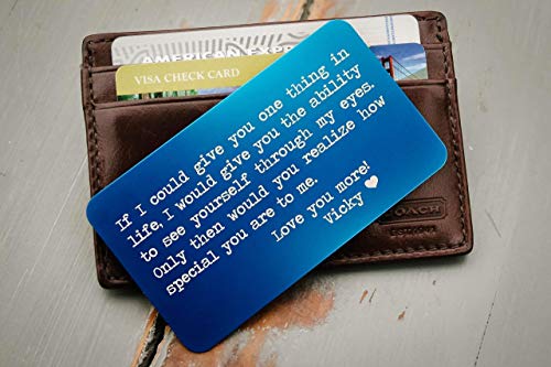 Custom Wallet Card, Personalized Engraved Wallet Insert, Personalized Wallet Card, Mini Love Note, Metal Wallet Card - Anniversary, Valentine's Day, Father's Day, Groom's Gift For Him
