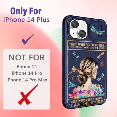 Image of Funermei (2in1 for iPhone 14 Plus Phone Case for Women Cute Cats Girls Animals Cover Kawaii Girly Purple for Teen Girl Pretty Unique Design with Camera Cover Funda for Apple for iPhone 14 Plus Case
