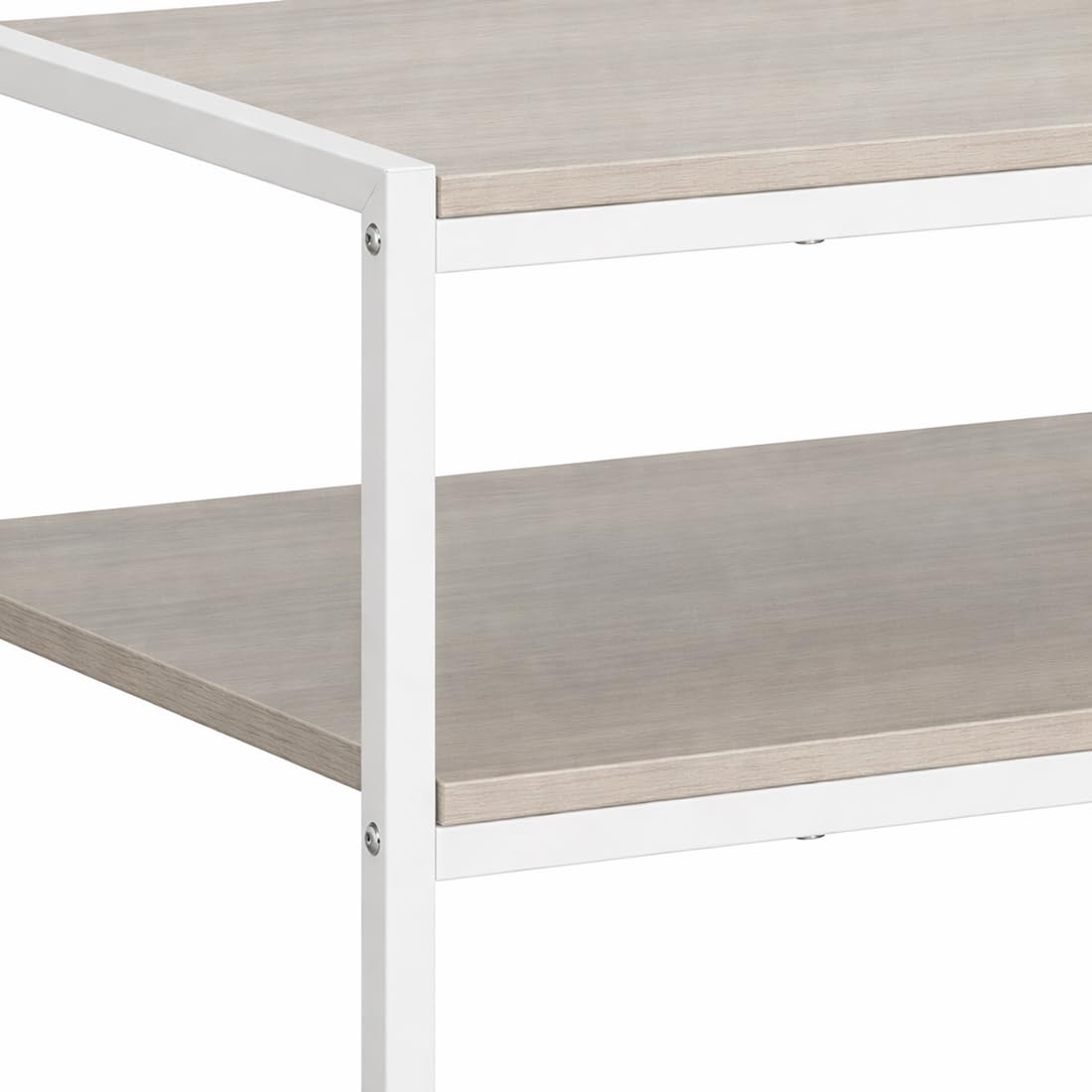 Acomoda Textil – Escritorio de Oficina con Tablero Acabado Madera y Estructura Metalica Estable. Mesa de Estudio y Trabajo para Ordenador, Dormitorio u Oficina en el Hogar.(40x75x77 cm, Blanco)