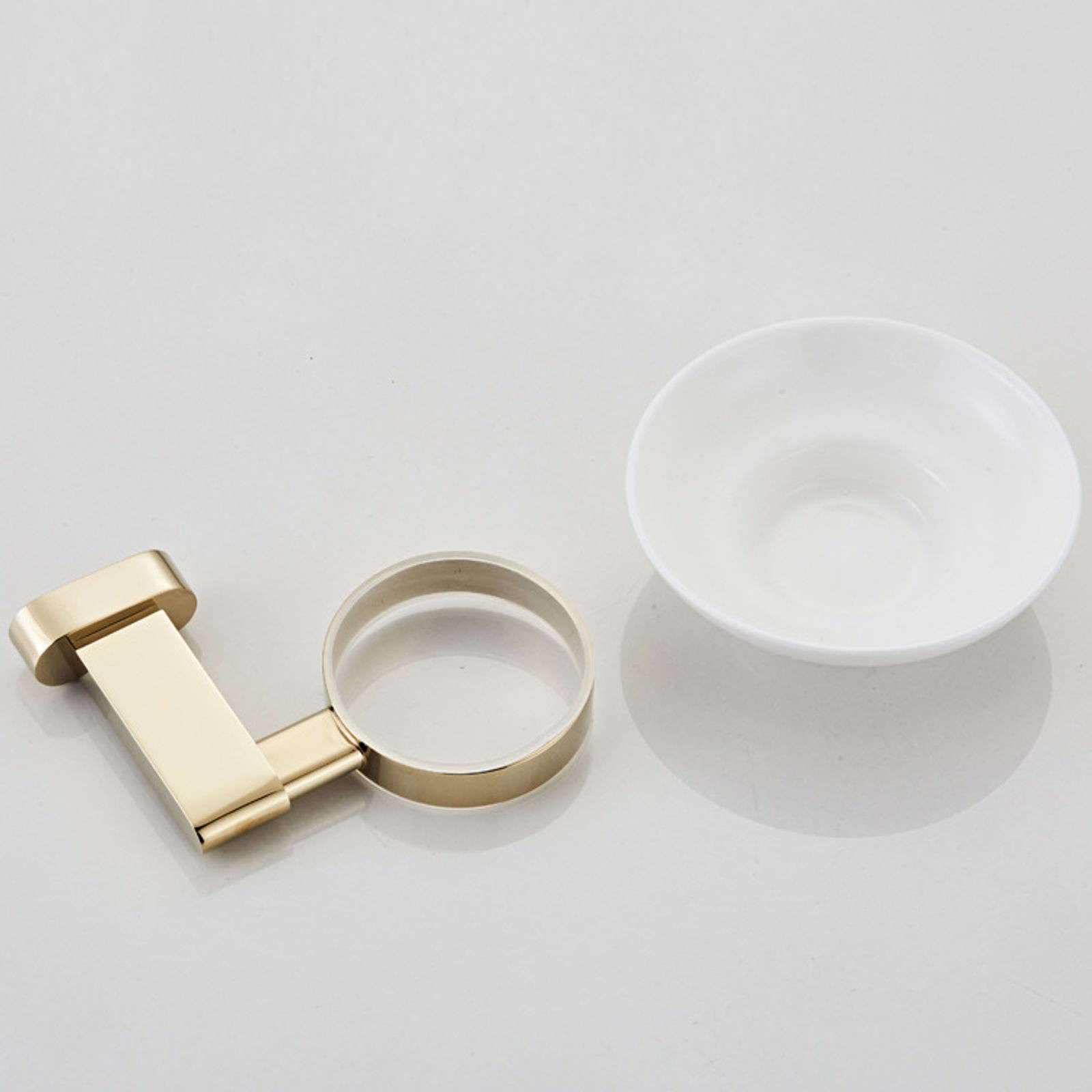 Jabonera de Pared, jabonera, jabonera de latón for Pared de Ducha, jabonera Moderna montada en la Pared con Plato de cerámica, jabonera Concisa for baño, Cocina, Dorado