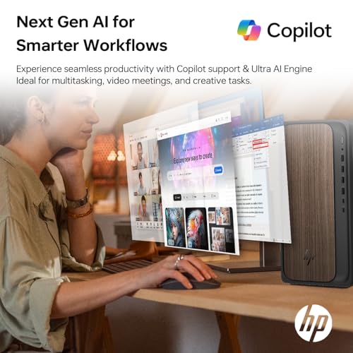 Image of HP OmniDesk M03 Business Desktop PC, Intel Core Ultra 7 265, 32GB DDR5 RAM, 1TB SSD, 4-Monitor Support 4K, Wired KB & Mouse, Wi-Fi 6, Win11 Pro, Black, 64GB Flash Drive Bundle