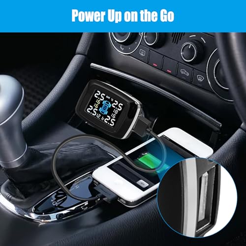 Reifendruckkontrollsystem, drahtloses Auto TPMS Reifendrucksystem, 6 Alarmmodi, einstellbare Bildschirmhelligkeit & Monitorwinkel für Wohnmobil, SUV, MPV, LKW, Limousine