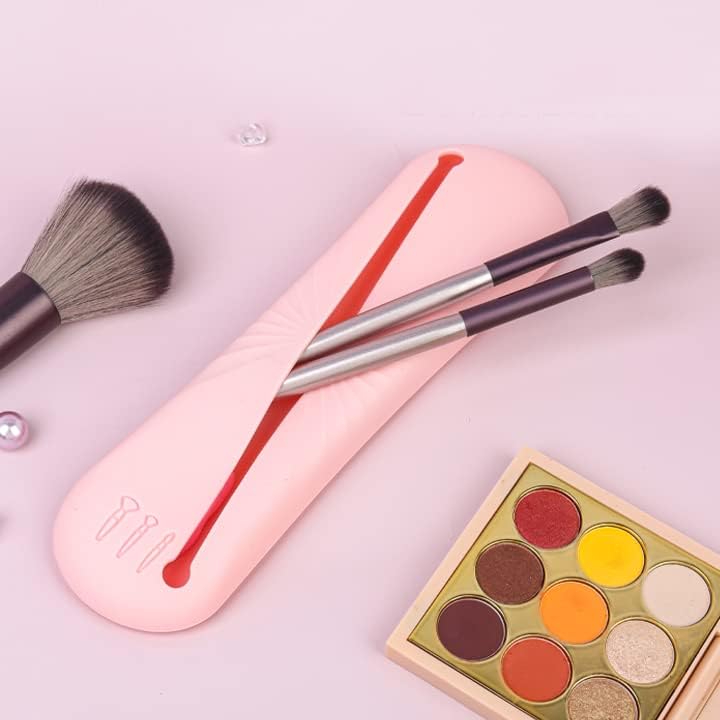 Miniatura 3 de KuAoyoja Travel Essentials - Soporte para brochas de maquillaje, bolsa de maquillaje cosmética de silicona, portátil, organizador de brochas de cara