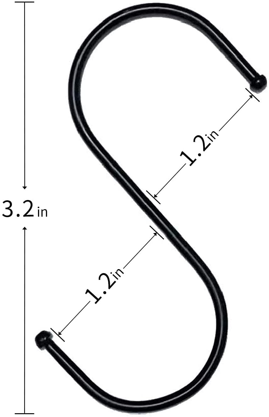 Ganci a forma di S, confezione da 24 ganci neri a forma di S, in metallo pesante, adatti per cucina, bagno, ufficio, giardino o attività all'aperto
