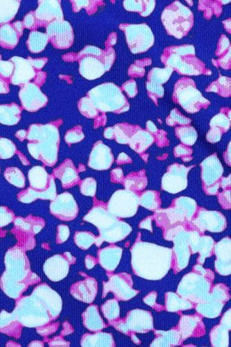 Lands' End Girls Chlorine Resistant Racer Back Tankini Swim Top Electric Blue Mosaic Dot Kids Small, 62